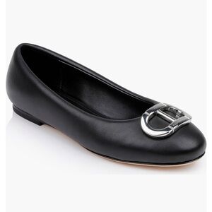 Dee Ocleppo Black Leather Prague Flat Size 8.5